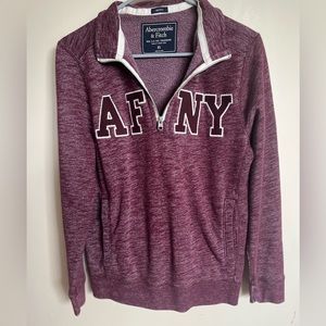 Maroon Abercrombie & Fitch Quarter Zip Pullover
